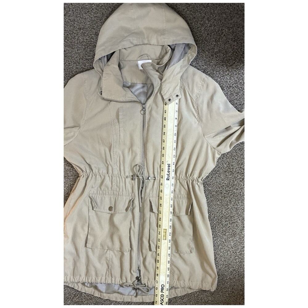 BKE Beige Utility Jacket Hooded Cinch Waist Lightweight Safari Coat Women XL - Picture 7 of 7